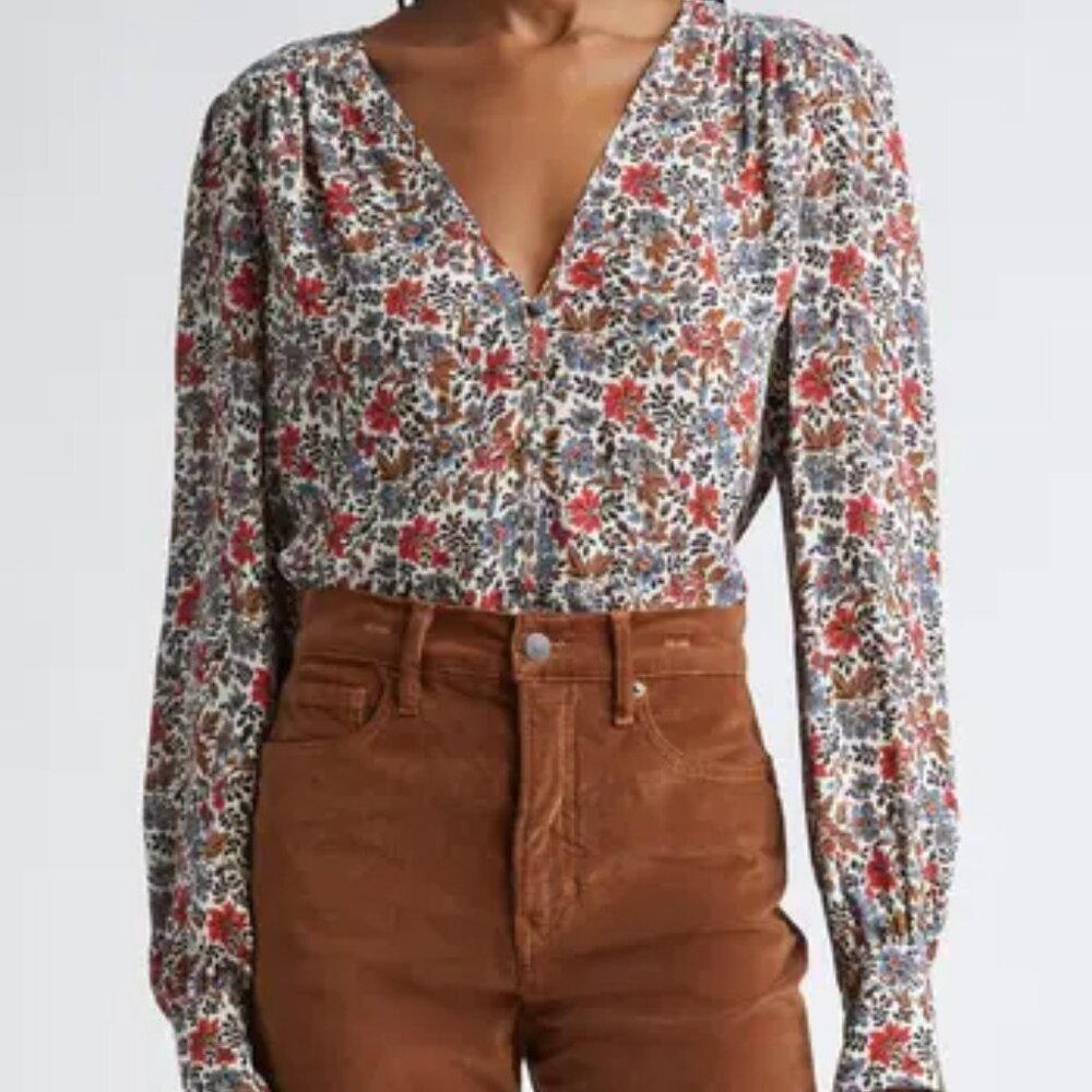 Veronica Beard Sura Floral Long Sleeve Blouse